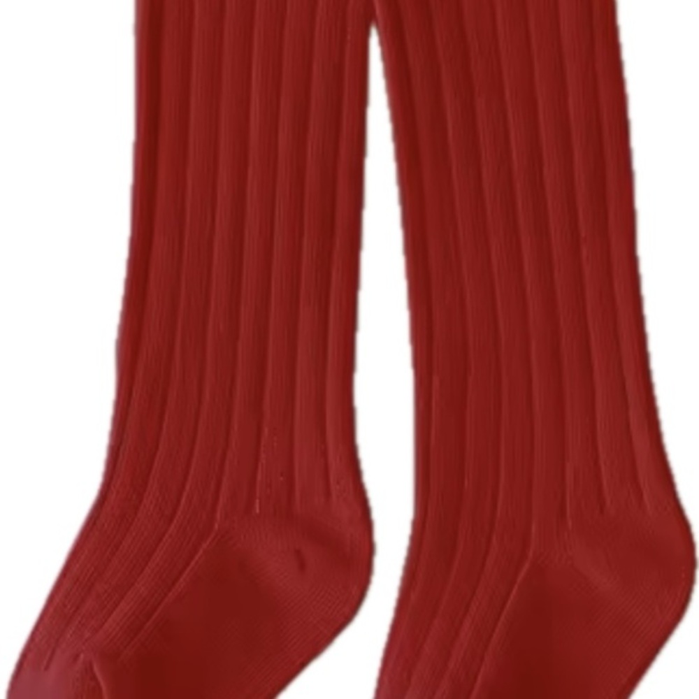 Red Ribbed Knee-High Socks new, 5-8